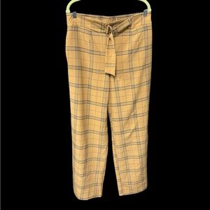 Cato women’s size large pull-on butterscotch Plaid Tie-Waist wide leg Pants new